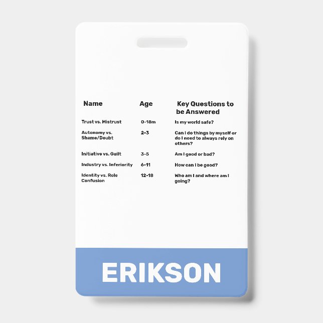 Child Life Child Development Theorists ID Badge (Front)