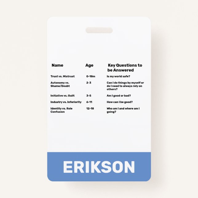 Child Life Child Development Theorists ID Badge (Front)