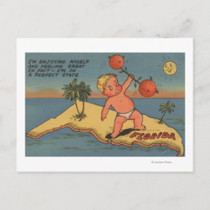 Child Lifting Barbell of Oranges Postcard