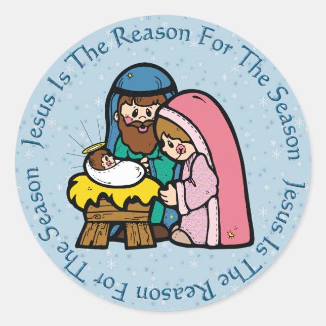 Child Like Manger / Jesus Reason Classic Round Sticker (Front)
