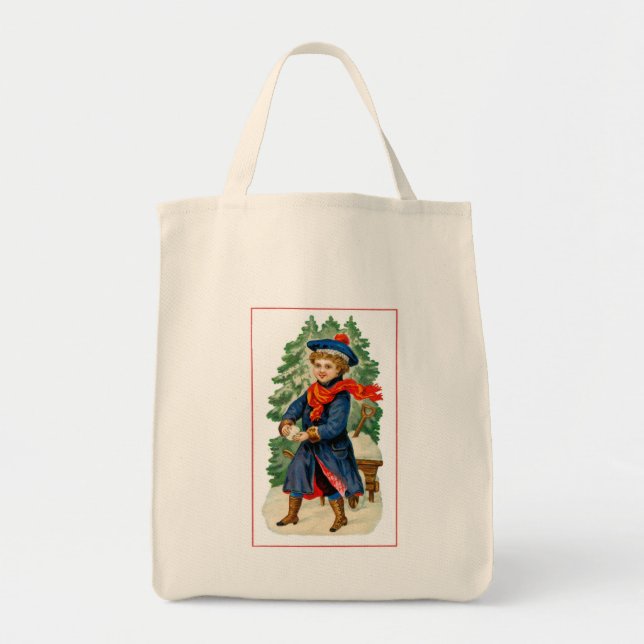 Child Making Snowball Tote Bag (Front)