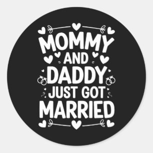 Child Marriage Wedding Bride Groom Mummy And Daddy Classic Round Sticker