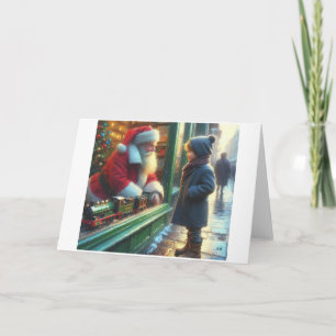 Child Meeting Santa Through Window, Holiday Card