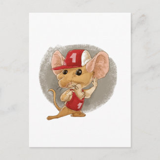 child mouse listening postcard