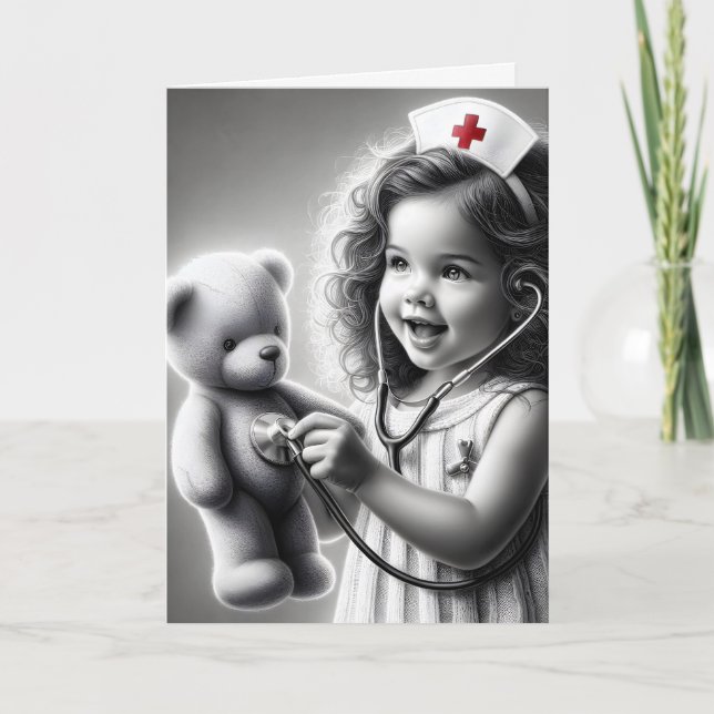 Child Nurse With Teddy Bear Card (Front)