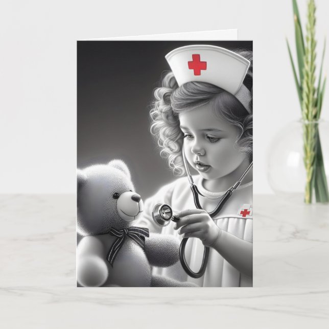 Child Nurse With Teddy Bear Card (Front)