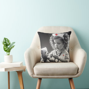 Child Nurse With Teddy Bear Cushion