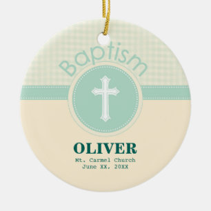 Child of God Baptism, Gender Neutral Green Ceramic Ornament