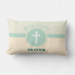 Child of God Baptism, Gender Neutral Green Lumbar Cushion