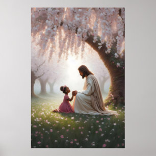 Child of God Jesus and Black Child Christian Wall Poster