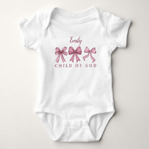 Child of God Pink Bows Coquette Baby Shower Name  Baby Bodysuit