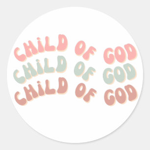 Child of God Retro Waves Classic Round Sticker