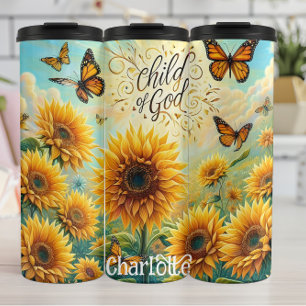 Child of God: Sunflower Butterfly Blessing Thermal Tumbler