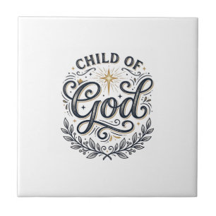 Child Of God Vintage Engraving Shirt Design_1 Ceramic Tile