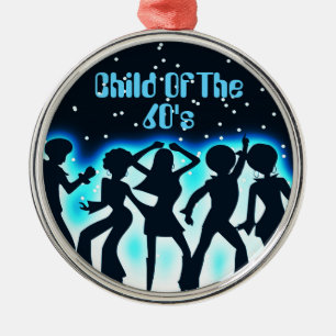 Child Of The 60's Teal Metal Ornament