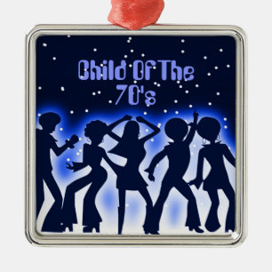 Child Of The 70's Blue Metal Ornament