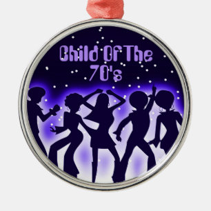 Child Of The 70's Purple Metal Ornament