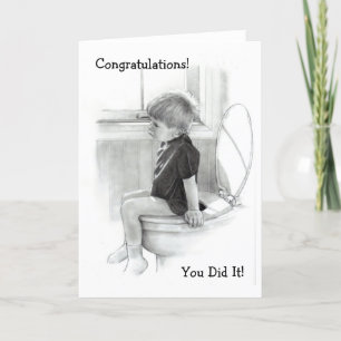 CHILD ON POTTY: CONGRATULATIONS: HUMOR CARD