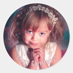 Child Photo, Christmas Classic Round Sticker