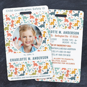 Child Photo Emergency ID Kids Identification Badge
