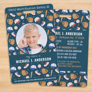 Child Photo Emergency ID Sport Kids Identification Badge