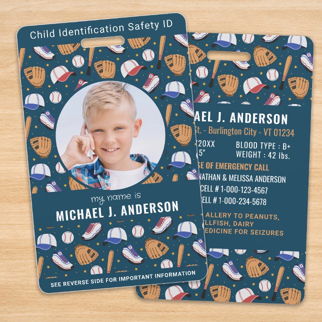 Child Photo Emergency ID Sport Kids Identification Badge (Creator Uploaded)