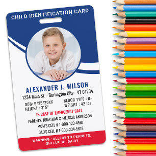Child Photo ID Custom Emergency Identification Badge