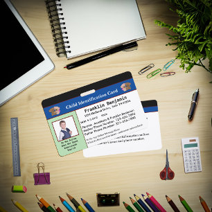 Child Photo ID Identification Card Custom Badge