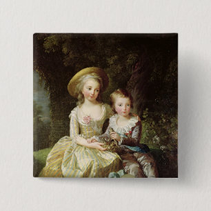 Child portraits of Marie-Therese-Charlotte 15 Cm Square Badge