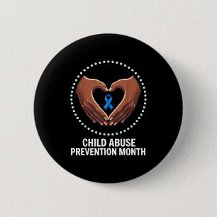 Child prevention month blue ribbon awareness 6 cm round badge