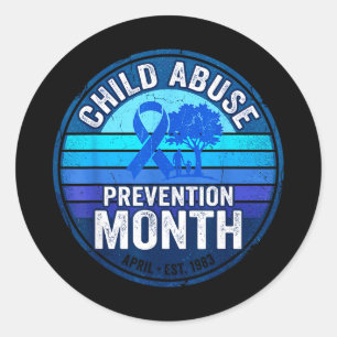 Child prevention month blue ribbon awareness classic round sticker