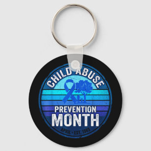 Child prevention month blue ribbon awareness key ring