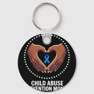 Child prevention month blue ribbon awareness key ring