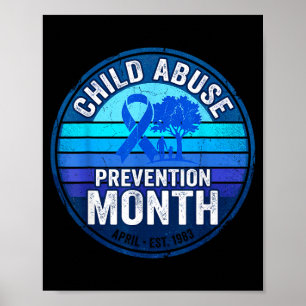 Child prevention month blue ribbon awareness poster