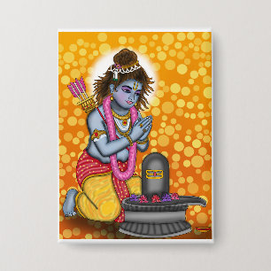 Child Rama Worshipping Shiva Button