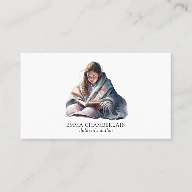 Child Reading A Book Children's Author  Business Card (Front)