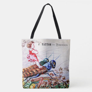 Child Riding Grasshoppers Tote Bag
