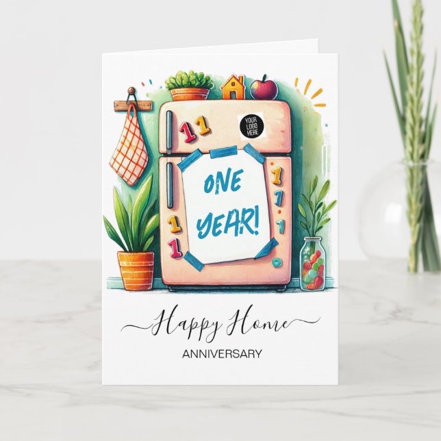 Child’s Drawing on Fridge - Happy Houseaversary Card (Front)