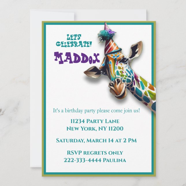 Child’s giraffe birthday  (Front)