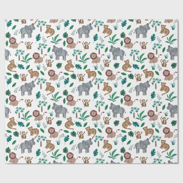 Child’s Jungle Birthday Gift Wrap (Flat)