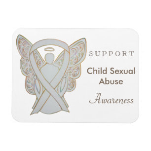 Child Sexual Abuse Awareness White Ribbon Magnets