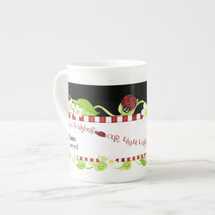 Child Size Teacup for Tea Parties, Ladybug flower Bone China Mug