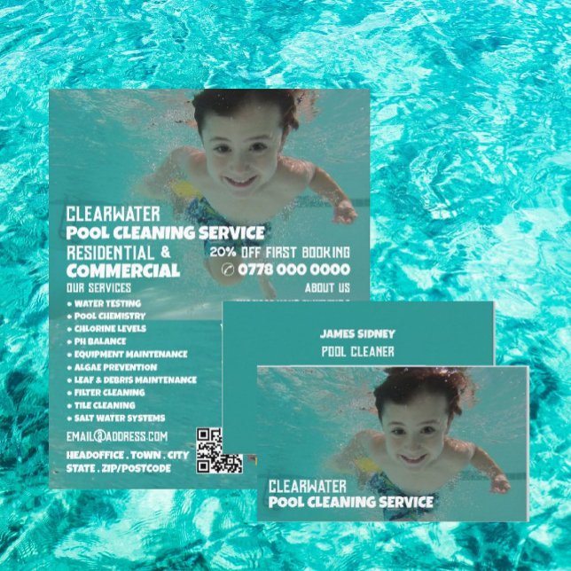 Child Swimmer Portrait, Swimming Pool Cleaning Flyer (Creator Uploaded)