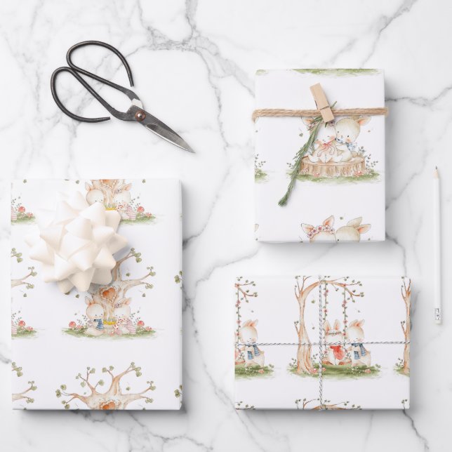 Child Valentine Bunny Love  Wrapping Paper Sheet (Front)