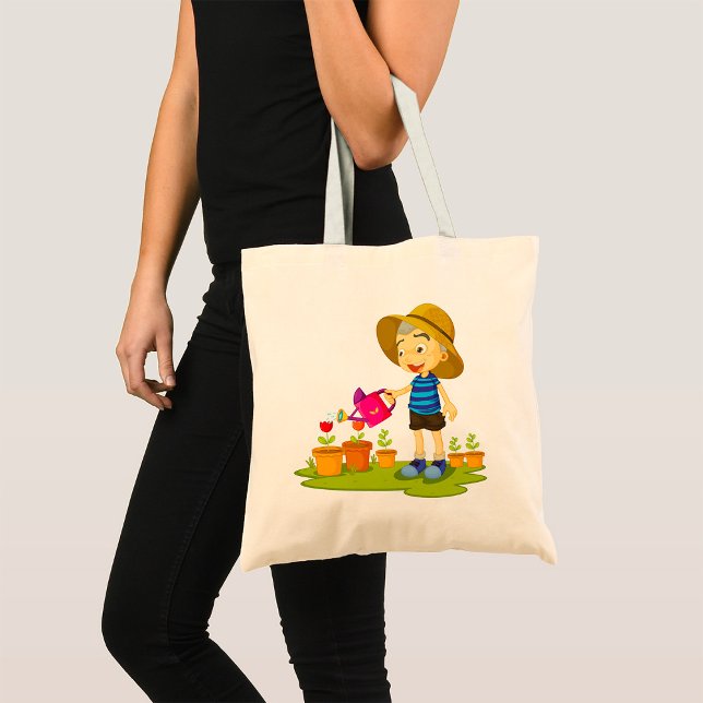 Child Watering Plants Garden Tote Bag (Creator Uploaded)