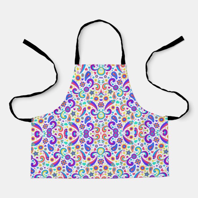 Child wearing a colourful apron with a vibrant  (Front)
