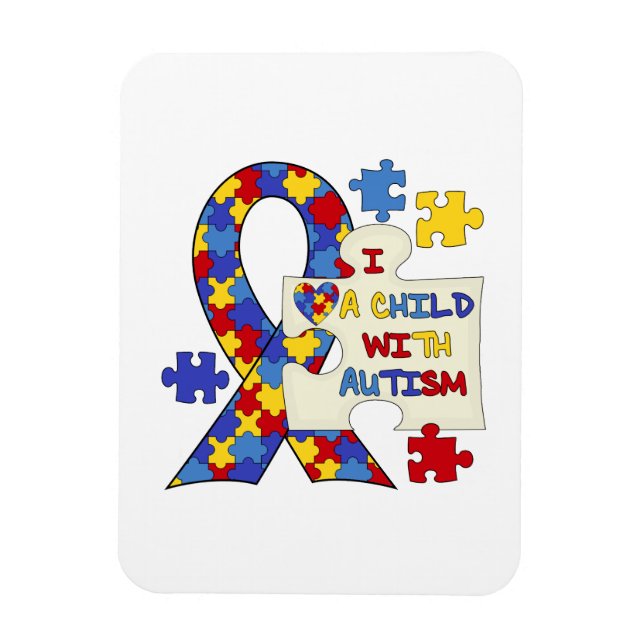 Child With Autism Awareness Ribbon Magnet (Vertical)