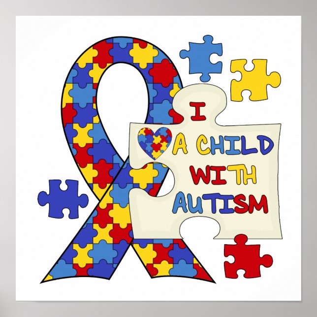 Child With Autism Awareness Ribbon Poster (Front)