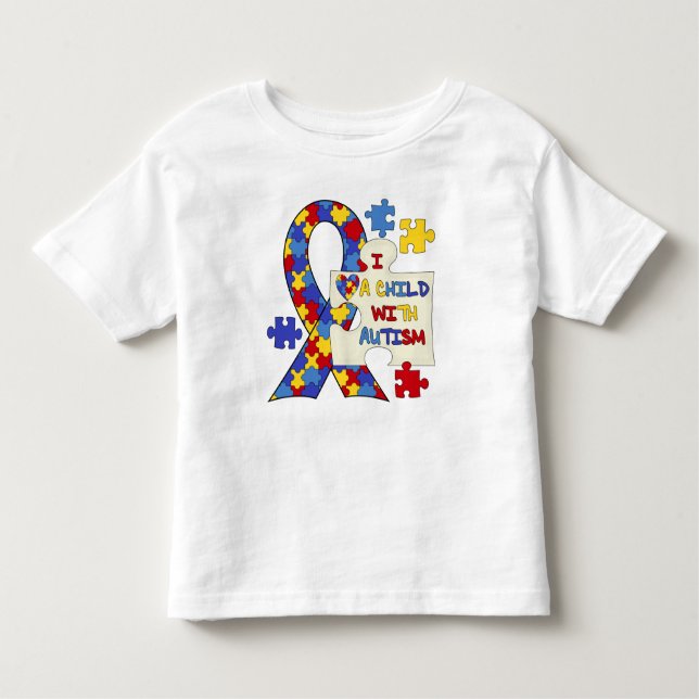 Child With Autism Awareness Ribbon Toddler T-Shirt (Front)