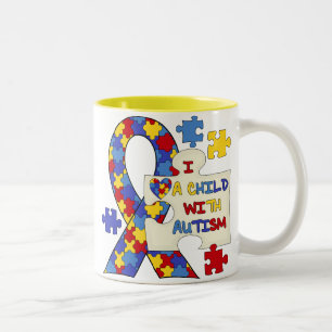 Child With Autism Awareness Ribbon Two-Tone Coffee Mug